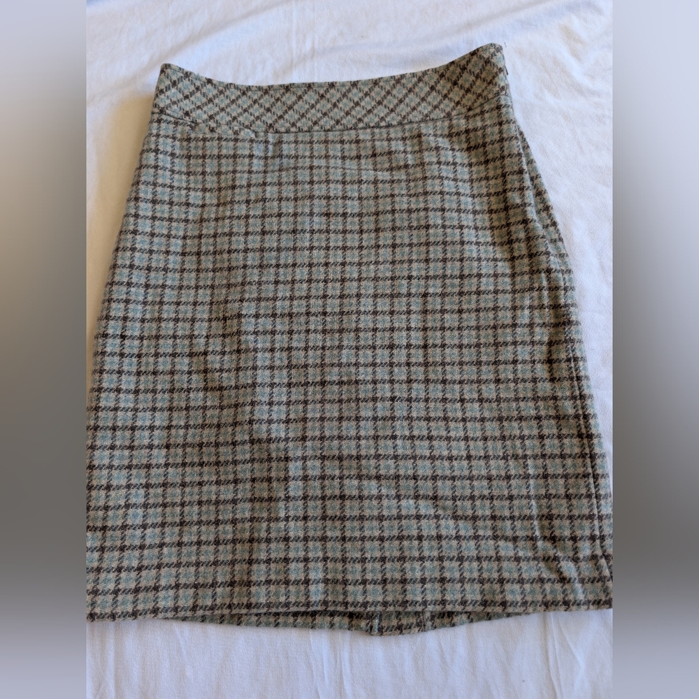 L.L. Bean Wool Blend Plaid Mini Skirt Sz 6 R Business Professional,Office Preppy